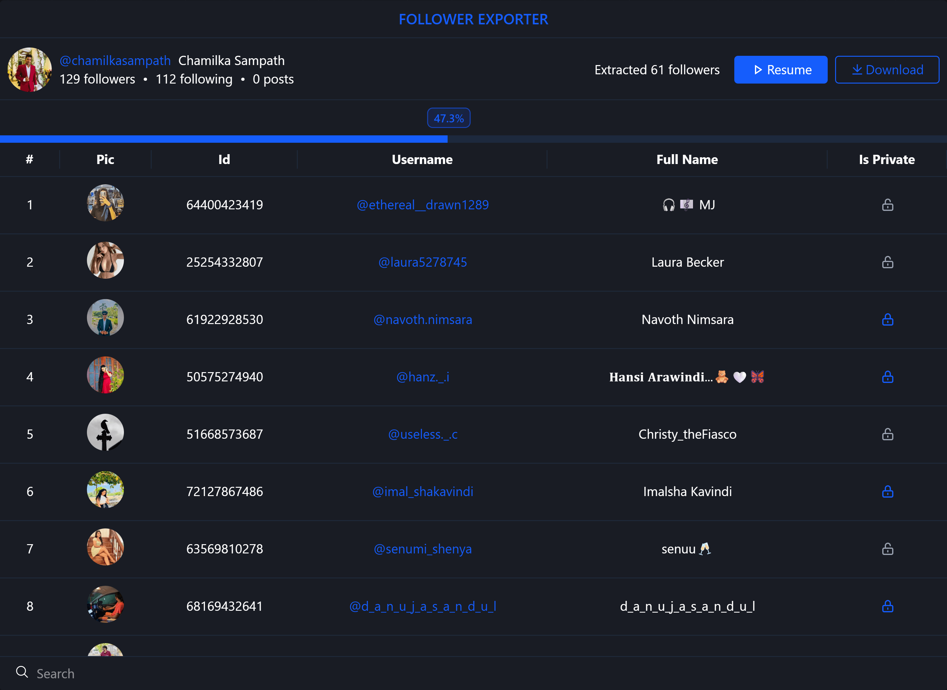 Follower Exporter dashboard